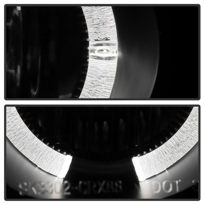 LED Halo Black Projector Headlights <br>90-91 Honda Civic CRX