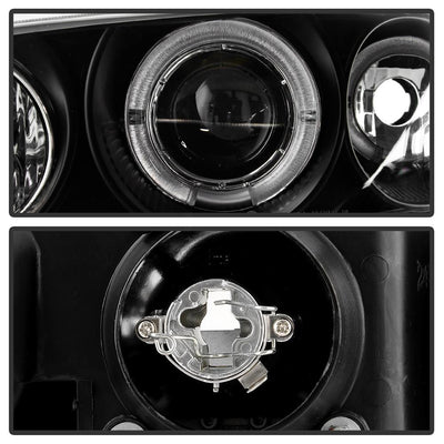 LED Halo Black Amber Reflector Projector Headlights <br>92-95 Honda Civic