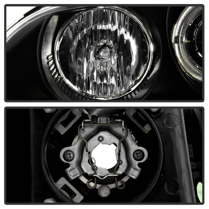 LED Halo Black Amber Reflector Projector Headlights <br>92-95 Honda Civic