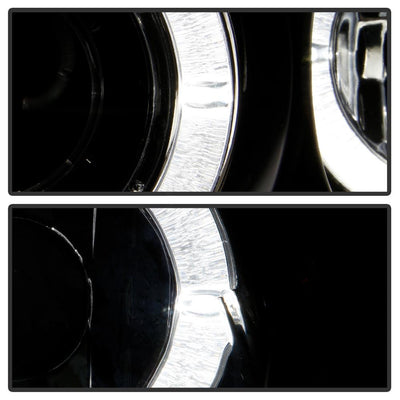 LED Halo Black Amber Reflector Projector Headlights <br>92-95 Honda Civic
