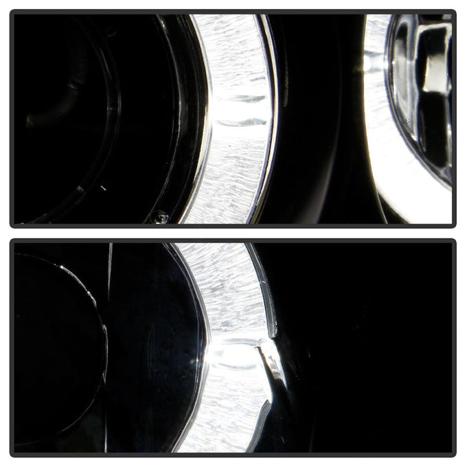 LED Halo Black Amber Reflector Projector Headlights <br>92-95 Honda Civic