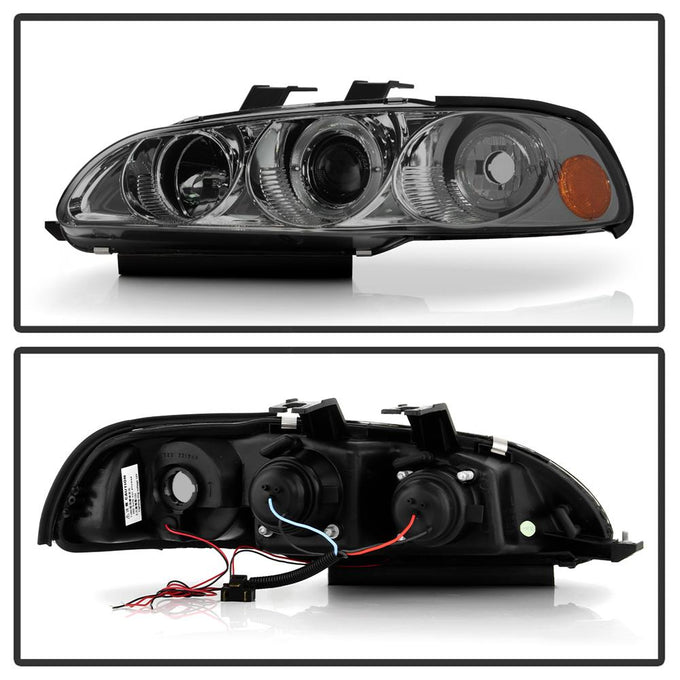 LED Halo Smoke Amber Reflector Projector Headlights <br>92-95 Honda Civic