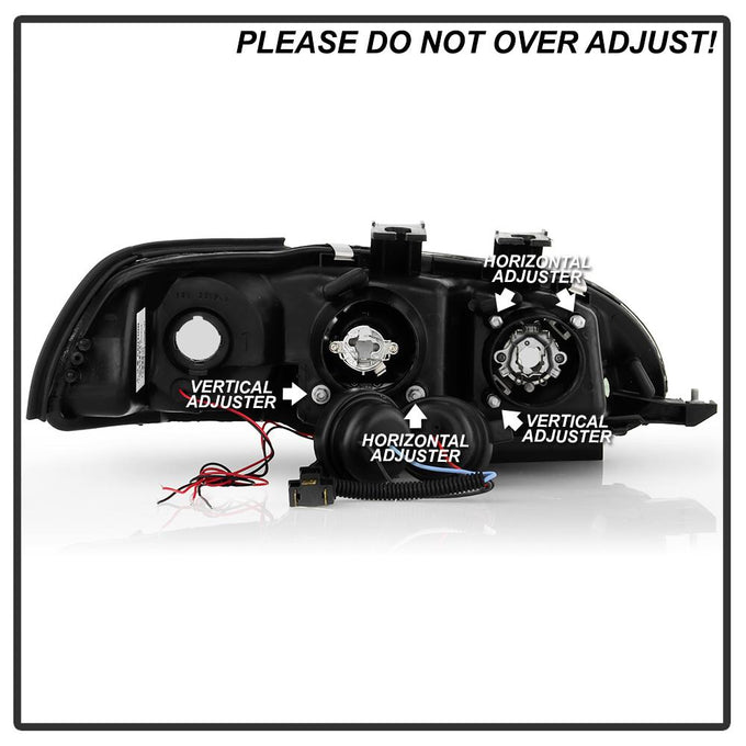 LED Halo Smoke Amber Reflector Projector Headlights <br>92-95 Honda Civic