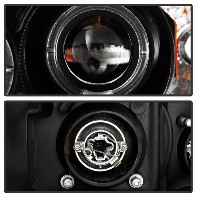 LED Halo Black Amber Reflector Projector Headlights <br>96-98 Honda Civic