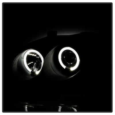 LED Halo Black Amber Reflector Projector Headlights <br>96-98 Honda Civic