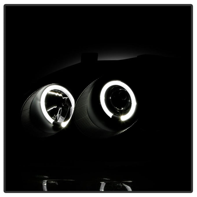 LED Halo Black Amber Reflector Projector Headlights <br>96-98 Honda Civic