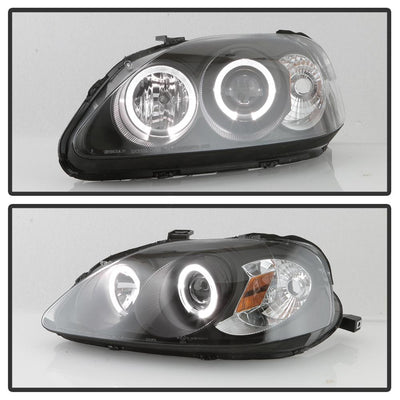 LED Halo Black Projector Headlights <br>99-00 Honda Civic