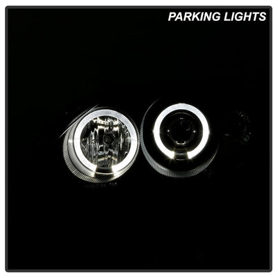 LED Halo Black Projector Headlights <br>99-00 Honda Civic