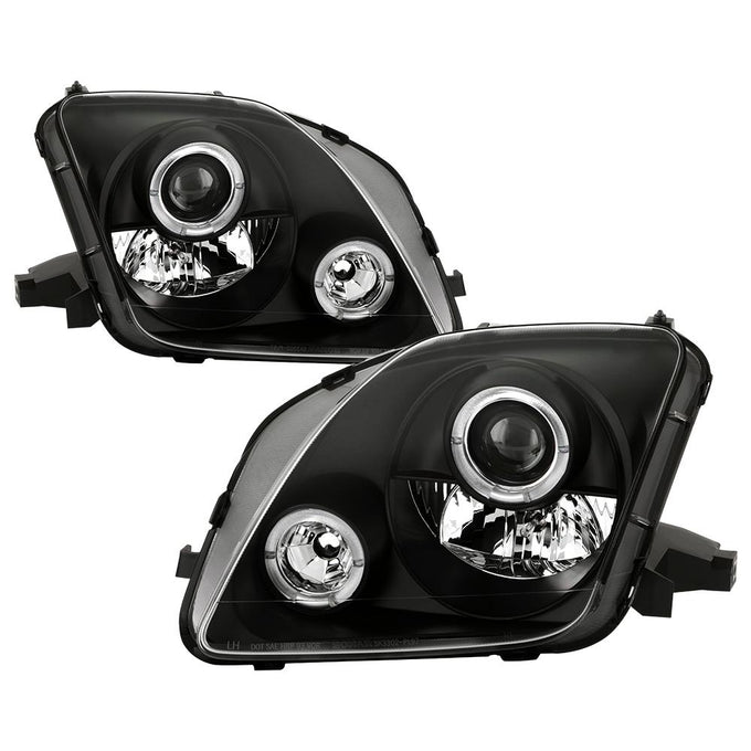 LED Halo Black Projector Headlights <br>97-01 Honda Prelude