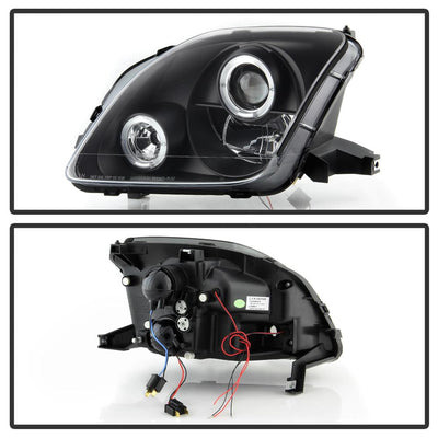 LED Halo Black Projector Headlights <br>97-01 Honda Prelude