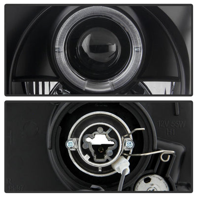 LED Halo Black Projector Headlights <br>97-01 Honda Prelude