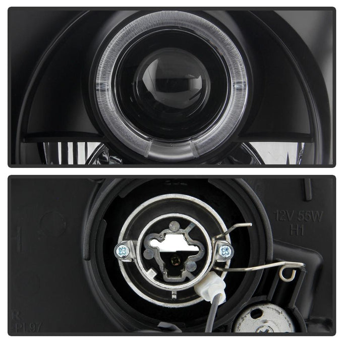 LED Halo Black Projector Headlights <br>97-01 Honda Prelude