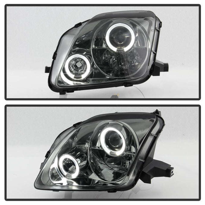 LED Halo Smoke Projector Headlights <br>97-01 Honda Prelude