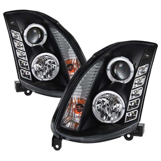LED Halo Black DRL Projector Headlights <br>03-07 INFINITI G35