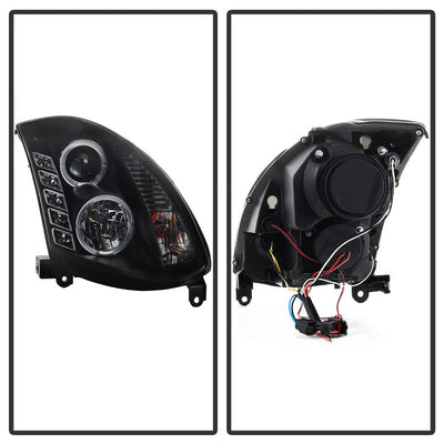 LED Halo Black DRL Projector Headlights <br>03-07 INFINITI G35