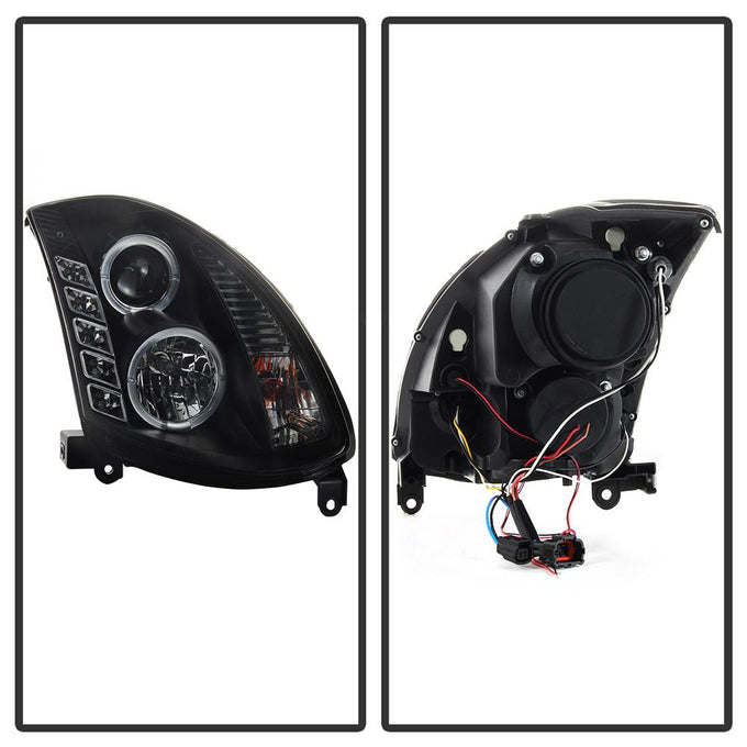 LED Halo Black DRL Projector Headlights <br>03-07 INFINITI G35