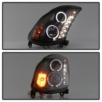 LED Halo Black DRL Projector Headlights <br>03-07 INFINITI G35