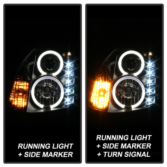 LED Halo Black DRL Projector Headlights <br>03-07 INFINITI G35