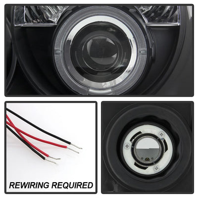 LED Halo Black Projector Headlights <br>05-07 Jeep Grand Cherokee