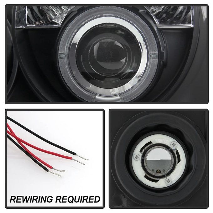 LED Halo Black Projector Headlights <br>05-07 Jeep Grand Cherokee