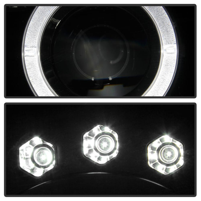 LED Halo Black Projector Headlights <br>05-07 Jeep Grand Cherokee