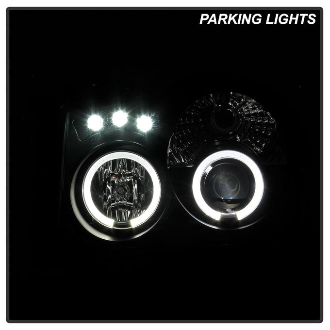 LED Halo Black Projector Headlights <br>05-07 Jeep Grand Cherokee