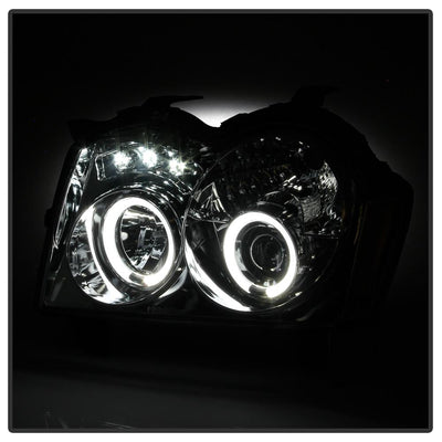 LED Halo Chrome Projector Headlights <br>05-07 Jeep Grand Cherokee
