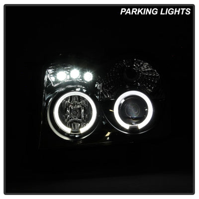 LED Halo Chrome Projector Headlights <br>05-07 Jeep Grand Cherokee