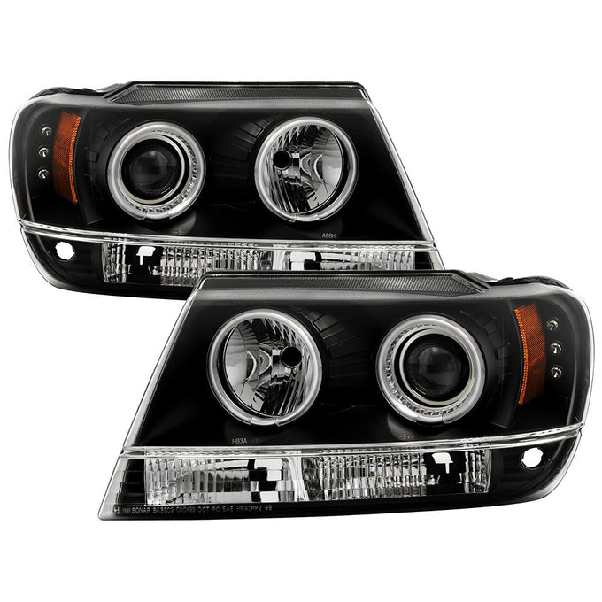 CCFL Halo Black Projector Headlights <br>99-04 Jeep Grand Cherokee