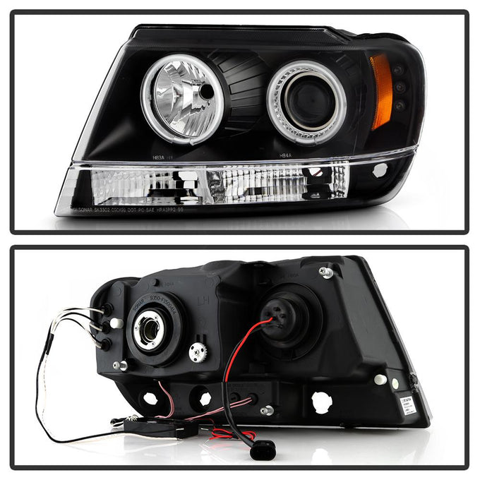 CCFL Halo Black Projector Headlights <br>99-04 Jeep Grand Cherokee
