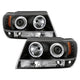 LED Halo Black Projector Headlights <br>99-04 Jeep Grand Cherokee