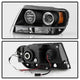LED Halo Black Projector Headlights <br>99-04 Jeep Grand Cherokee