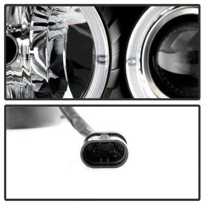 LED Halo Black Projector Headlights <br>99-04 Jeep Grand Cherokee