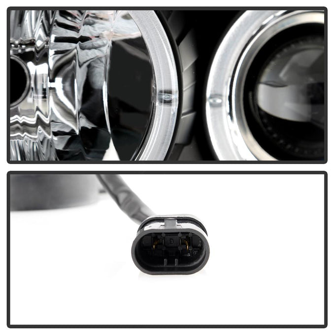 LED Halo Black Projector Headlights <br>99-04 Jeep Grand Cherokee
