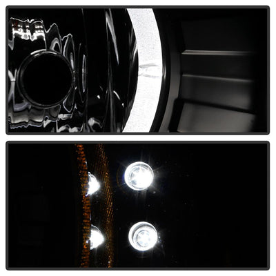 LED Halo Black Projector Headlights <br>99-04 Jeep Grand Cherokee