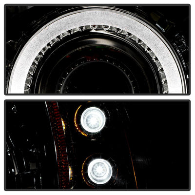 LED Halo Chrome Projector Headlights <br>99-04 Jeep Grand Cherokee