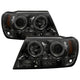 LED Halo Smoke Projector Headlights <br>99-04 Jeep Grand Cherokee