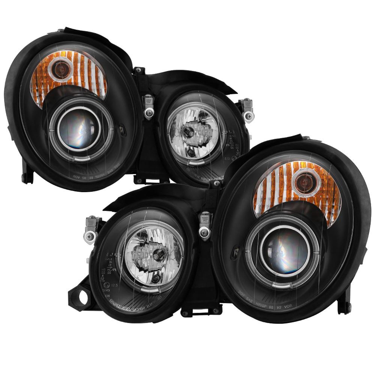 LED Halo Black Projector Headlights <br>98-02 Mercedes-Benz CLK320, 430, 55AMG