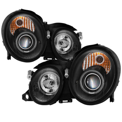 LED Halo Black Projector Headlights <br>98-02 Mercedes-Benz CLK320, 430, 55AMG