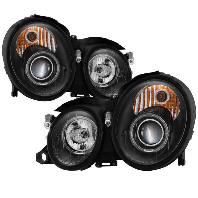 LED Halo Black Projector Headlights <br>98-02 Mercedes-Benz CLK320, 430, 55AMG