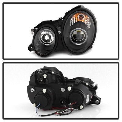 LED Halo Black Projector Headlights <br>98-02 Mercedes-Benz CLK320, 430, 55AMG
