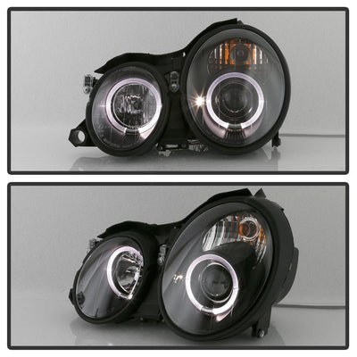 LED Halo Black Projector Headlights <br>98-02 Mercedes-Benz CLK320, 430, 55AMG