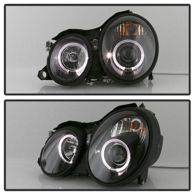 LED Halo Black Projector Headlights <br>98-02 Mercedes-Benz CLK320, 430, 55AMG