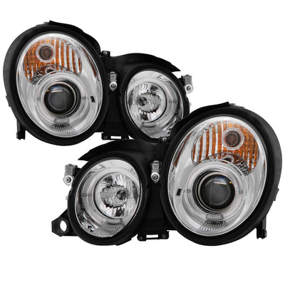 LED Halo Chrome Projector Headlights <br>98-02 Mercedes-Benz CLK320, 430, 55AMG