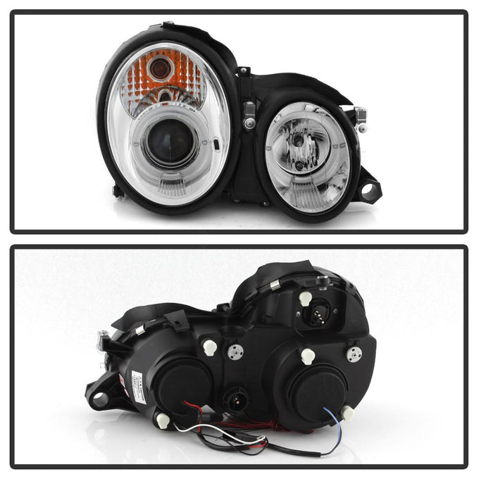 LED Halo Chrome Projector Headlights <br>98-02 Mercedes-Benz CLK320, 430, 55AMG