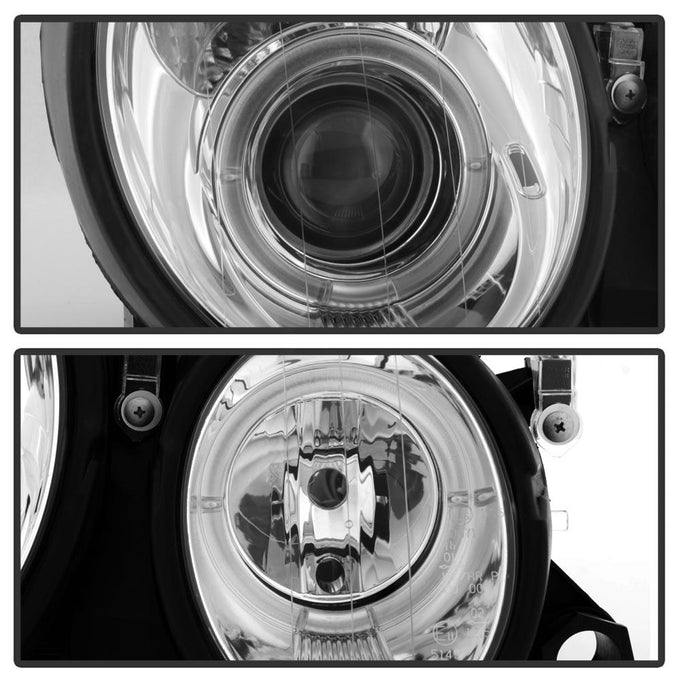 LED Halo Chrome Projector Headlights <br>98-02 Mercedes-Benz CLK320, 430, 55AMG