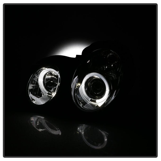 LED Halo Chrome Projector Headlights <br>98-02 Mercedes-Benz CLK320, 430, 55AMG