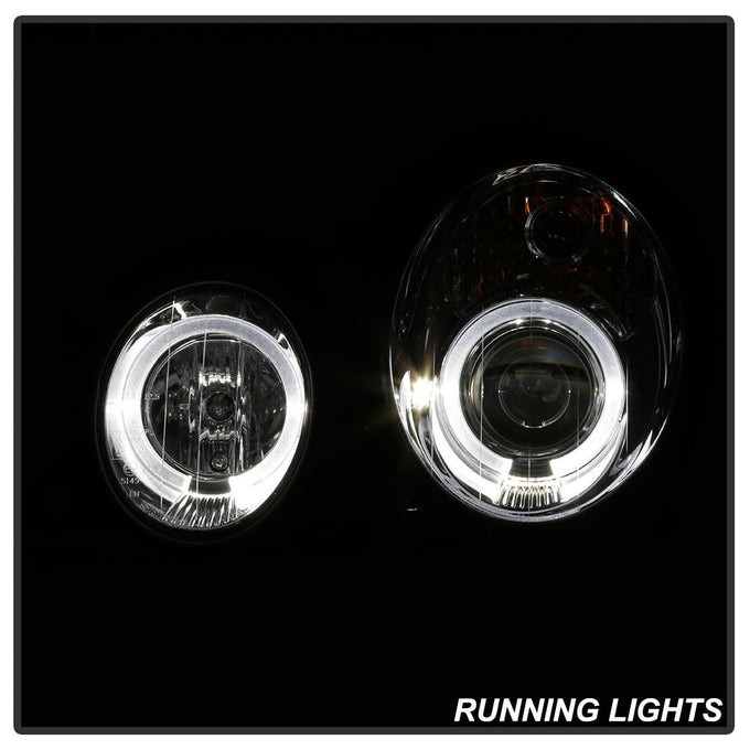 LED Halo Chrome Projector Headlights <br>98-02 Mercedes-Benz CLK320, 430, 55AMG