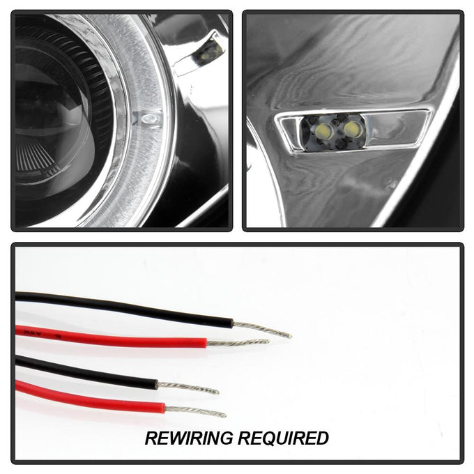 LED Halo Black Projector Headlights <br>98-04 Mercedes-Benz SLK230, SLK32 AMG, SLK320