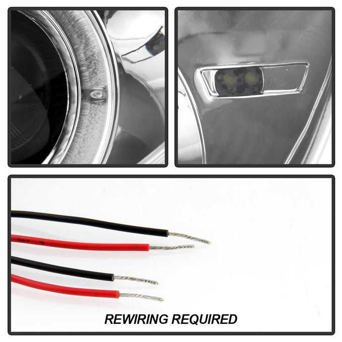 LED Halo Chrome Projector Headlights <br>98-04 Mercedes-Benz SLK230, SLK32 AMG, SLK320